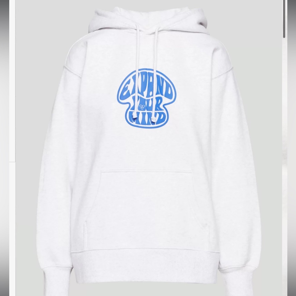 NWT TNA Cozy BF Hoodie Mushroom Expand Your Mind Medium Heather Cloud White
